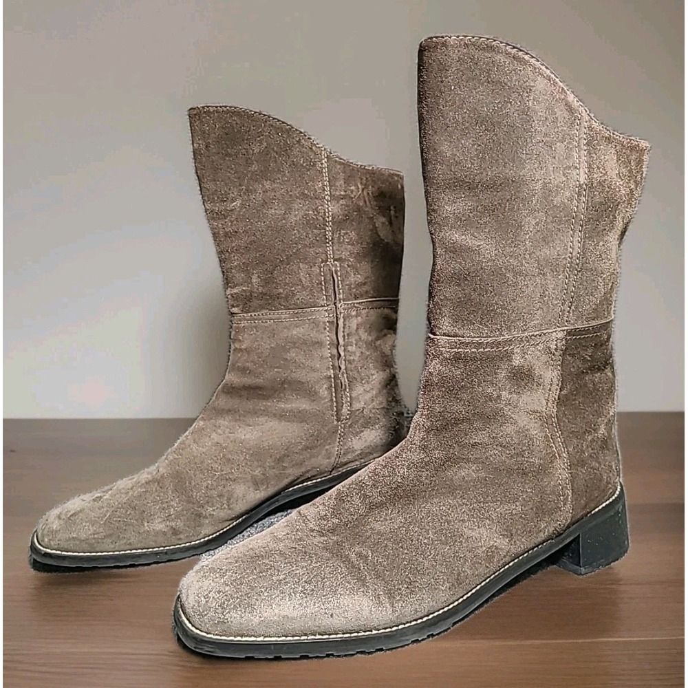 Stuart Weitzman Taupe Suede Women US‎ 11 M Pull On Mid Calf Boots